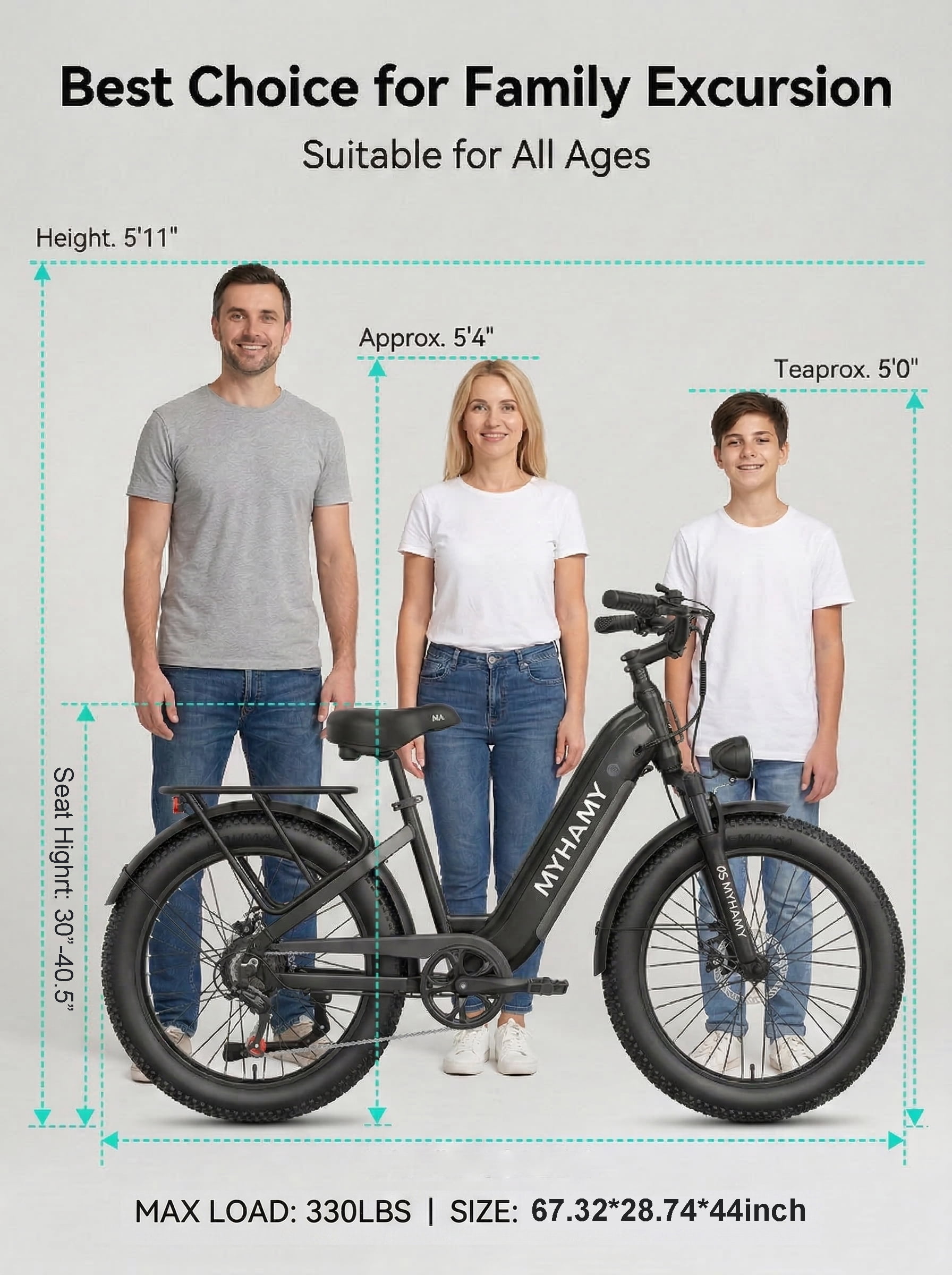 2000W Peak Electric Fat Tire Bike for Adults, 28MPH Ebike, 48V 18Ah Battery, 80 Miles Max Range, 24"x3.0" All-Terrain E-Bike for Snow/Sand/Off-Road, Full Suspension, 7-Speed, 11" Extra-Wide Seat