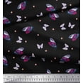 thumbnail image 2 of Soimoi Black Cotton Voile Fabric Dot & Colorful Butterfly Printed Fabric 1 Yard 42 Inch Wide, 2 of 3