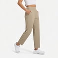 thumbnail image 5 of Nestiefly Women's Golf Pants with Pockets Casual Straight Leg High Waisted Sweatpants Lounge Beach Vacation Travel Pants with Pockets Beige L, 5 of 7