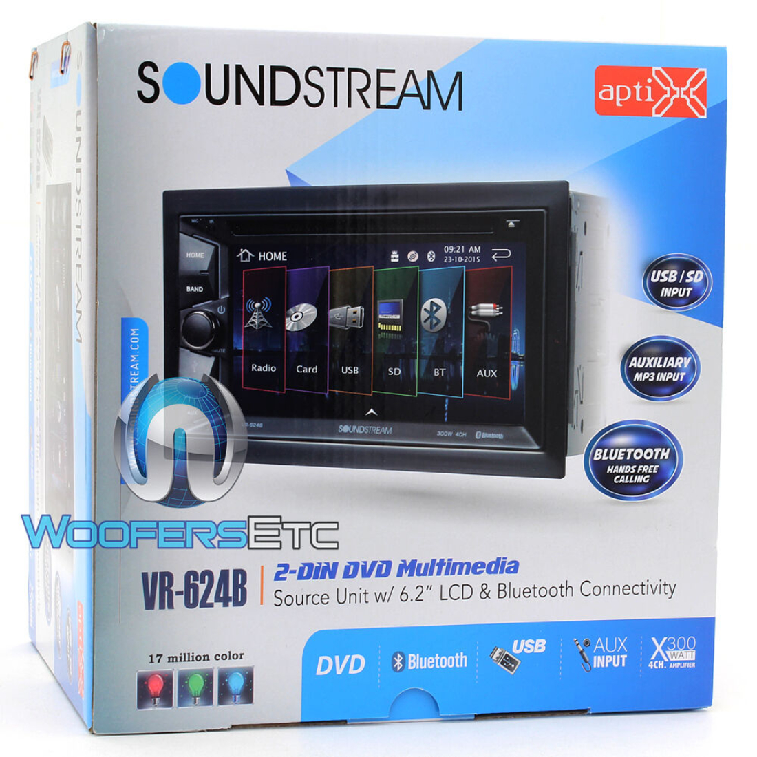 Soundstream VR-624B 6.2" Double-DIN DVD Head Unit with Bluetooth - image 3 of 3