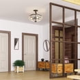thumbnail image 2 of Costway 3-Light Semi Flush Mount Ceiling Light Industrial Seeded Glass Pendant Lamp, 2 of 10