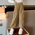 thumbnail image 4 of Taqqpue Girls Cargo Pants Loose Streetwear Hip Hop Dance Cotton Cargo Jogger Pants Cargo Casual Elastic Waist Sweatants with Pocket for Girls 5-16 Years, 4 of 7