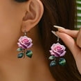 thumbnail image 2 of Romantic 2D Flat Rose Forest Flower Earrings Retro Art Earrings I4K9, 2 of 7