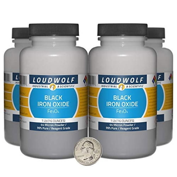 Iron Oxide Black / 4 Pounds / 4 Bottles / 99% Pure Reagent Grade / 44 Micron Powder