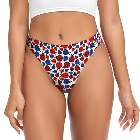 Rateoe Ladybugs Pattern Seamless Women Underwear Thongs No Show Ladies Thong No Line Breathable Comfortable Panties Undies for Women-Medium