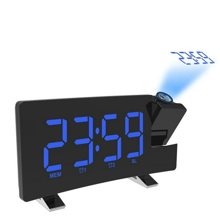 Digital Alarm Clock Projection FM Radio Dimmer LED Dual Alarms W/USB Charging Port+Instruction