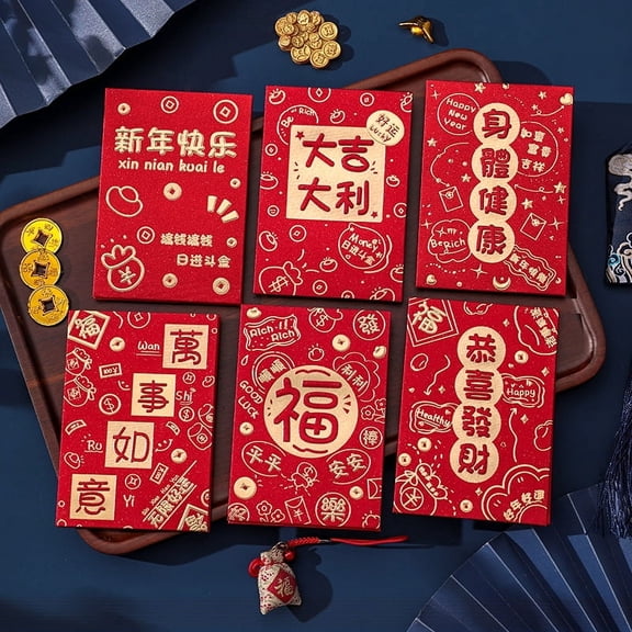 Zhuge 12Pcs Red Envelopes Chinese New Year, Lunar New Year of The Snake Lucky Money Red Packets-Red 04