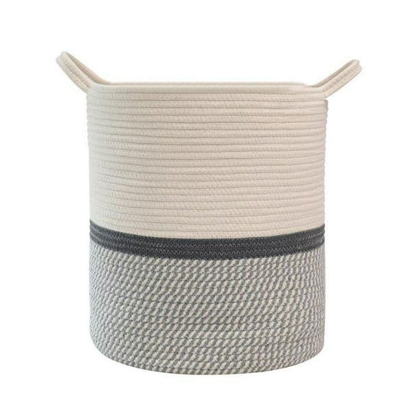 Cotton Rope Basket Blanket Storage Basket With Long Handles Decorative