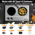 thumbnail image 4 of Costway Electric Hot Plate Ceramic Double Infrared Burner 1800W Stainless Steel, 4 of 10