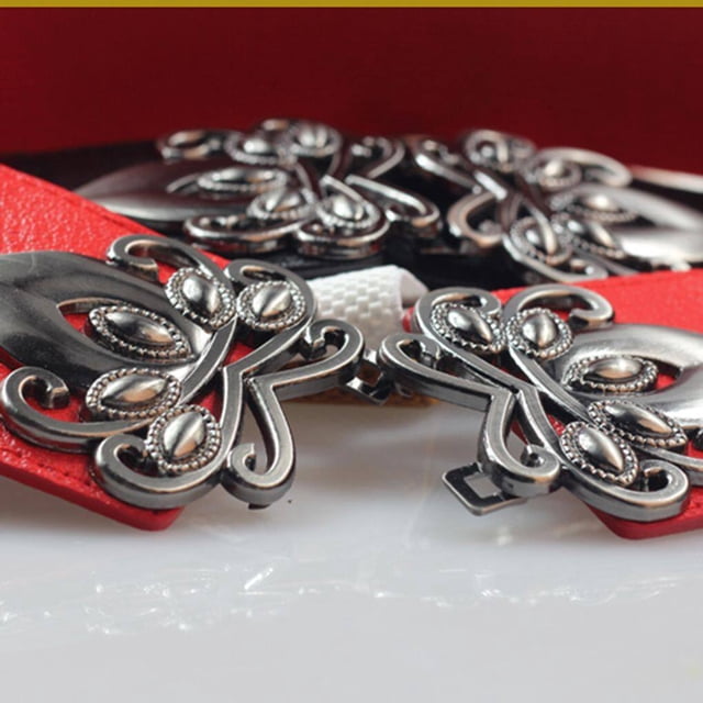 Ceinture Grand pour Femmes Mode Élastique Extensible Ceinture Élastique à Boucle Ceinture Femmes Ceinture Élastique Ceinture Robe Vintage Ajustée Serrée Décor Ajouré
