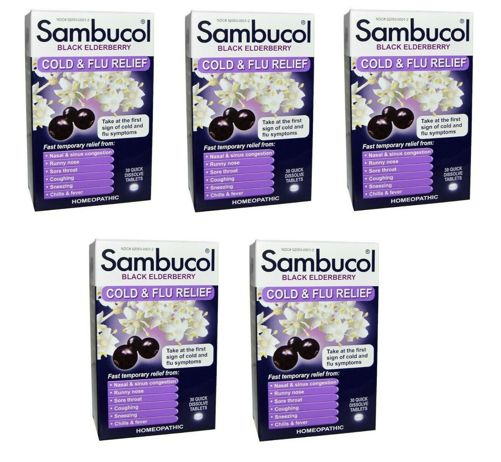Sambucol Black Elderberry,Cold & Flu Relief,30 Quick Dissolve Tablets
