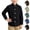 Black, variant on Chiccall Kids Stand Collar Button Up Shirt Solid Color Loose Lightweight Breathable Cotton Everyday Vacation Party Basic Shirts for Boys and Girls