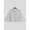 thumbnail image 3 of INCERUN Men's Fashion Plaid See Through 3/4 Sleeve Shirt Lightweight Overshirt, 3 of 5