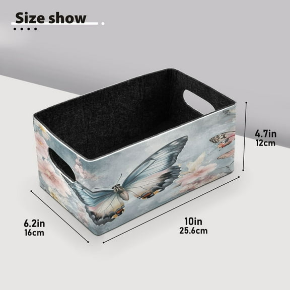 BZSMCE Shelf Baskets Colorful Butterflies and Flowers Pattern Storage Cube Bins 10.1*6.3*4.7in Set of 2