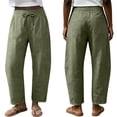 thumbnail image 5 of Petite Linen Pants for Women Wide Leg Sweatpant Summer Casual Lightweight Breathable Trousers with Pockets, 5 of 6