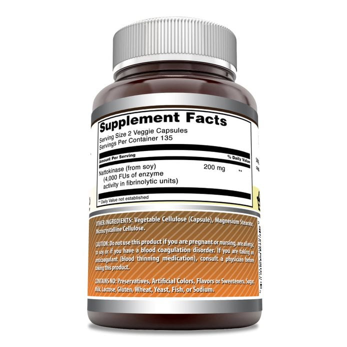 Amazing Formulas Nattokinase 200 mg Per Serving 270 Veggie Capsules Supplement | 4000 FU Enzyme Activity | Non-GMO | Gluten Free | Ideal for Vegetarians