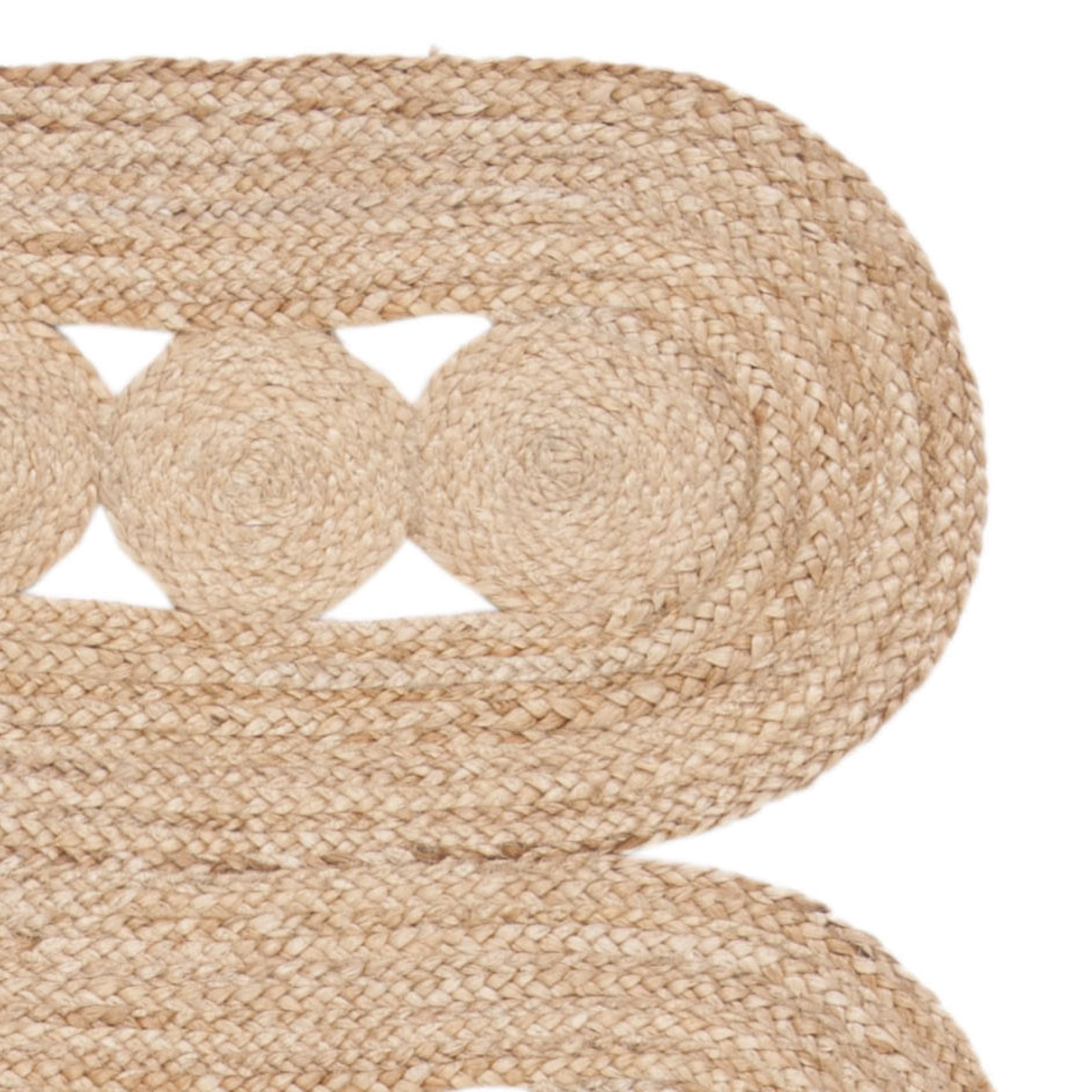 SAFAVIEH Natural Fiber Kaelee Braided Geometric Jute Runner Rug, Natural, 2'6" x 8'