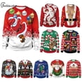 thumbnail image 2 of Sudadera con estampado de Navidad para hombre, chándal de dos piezas, ropa de calle falsa para pareja, otoño, 2 of 4