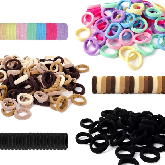 BZCOE 300Pcs Baby Hair Ties Soft Nylon Seamless Small Elastics Ponytail Holders for Little Girls Toddler Kids Teens Women, No Pull No Damage Hair Bands Accessories, 12 Colors, Diameter 0.8In,