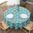 thumbnail image 3 of Blue Daisy Flower Pattern Round Tablecloth 60"x60",Wrinkle Wipeable Table Cloth for Kitchen Dining Room Picnic Patio Party, 3 of 6
