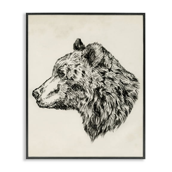 Stupell Industries Woodland Bear Drawing Animals & Insects Drawing Black Framed Art Print Wall Art, 11 x 14