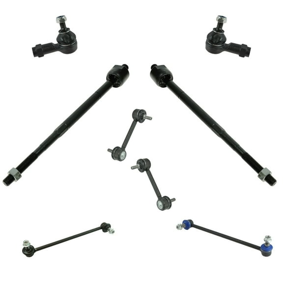 TRQ 8 Piece Steering Suspension Kit Inner Outer Tie Rods w/ Sway Bar End Links PSA85962