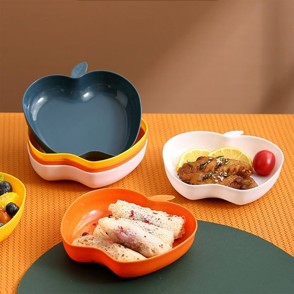 Sentmoon Plastic Dinner Plates Apples Shape Plates Impregnable Dinner Plates Dishwasher Microwave Safe Plastic Plates Reusable Lightweight Plates for Kitchen 3.35x3.15 Inches Picnic Plates