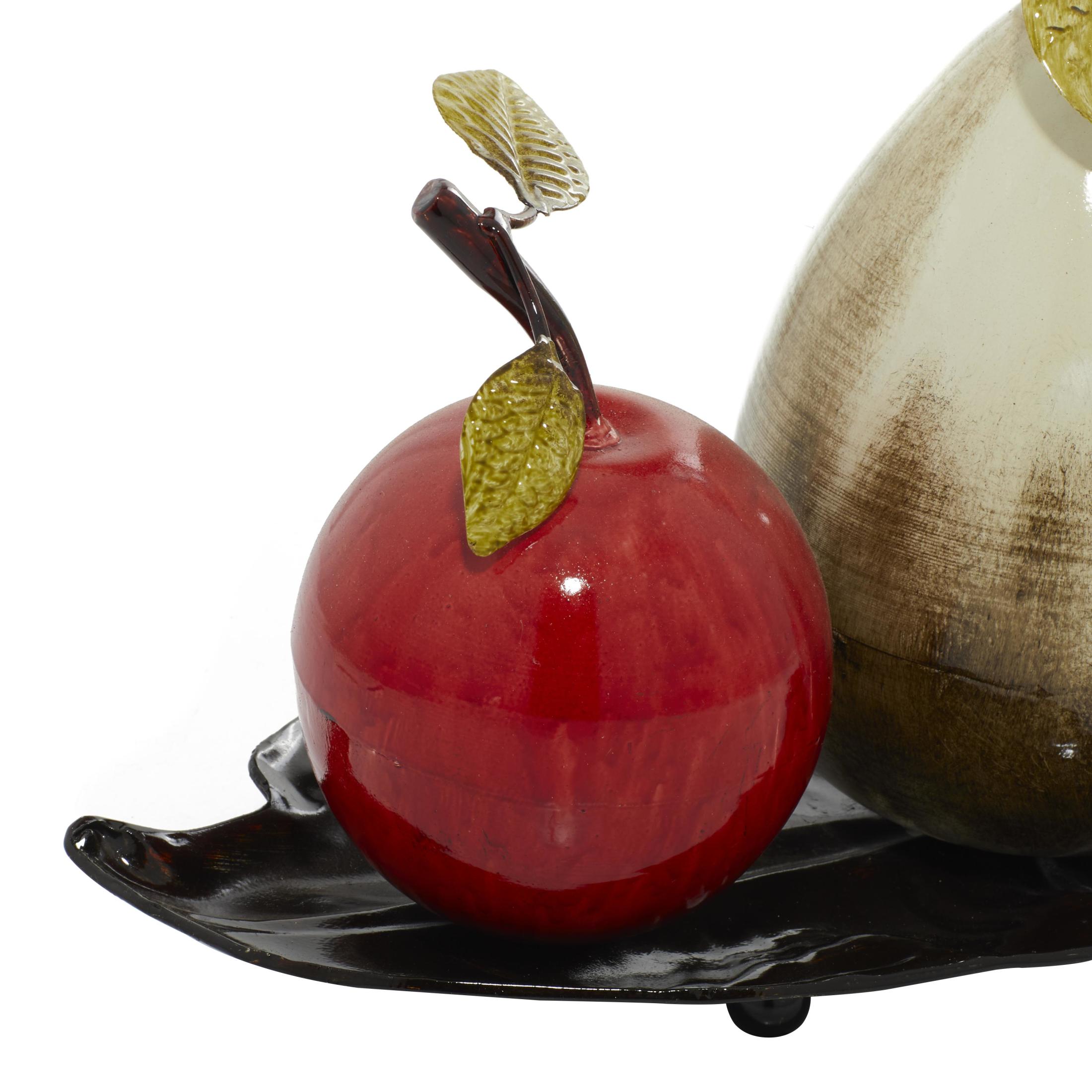 18" x 12" Red Metal Fruit Sculpture with Platter, by DecMode