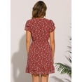 thumbnail image 4 of DARING DIVA Ruffled Sleeve Chiffon A-Line Floral Ruffle Minidress XL Burgundy, 4 of 6