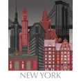 thumbnail image 2 of Fab Funky  15x18 White Modern Wood Framed Museum Art Print Titled - New York Elevations by Night Red, 2 of 4