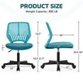 thumbnail image 5 of Yaheetech Armless Desk Chair with Adjustable Seat Height, Turquoise, 5 of 9