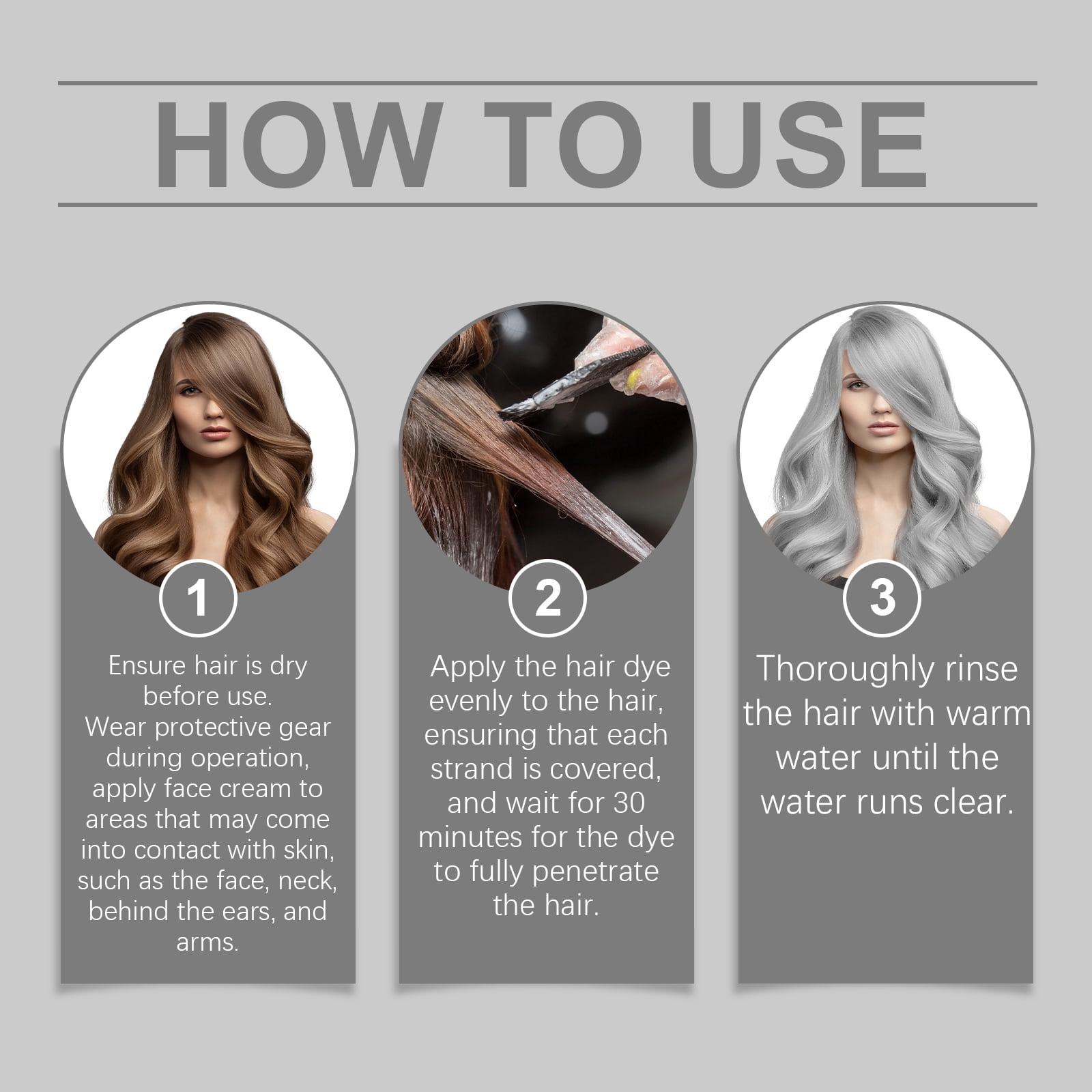 Alvantor Silver Hair Color Dye Moisturizing Demi Permanent Color for Gray Coverage Long-Lasting Nourishing, 3.53oz