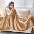 thumbnail image 2 of TEMOGU-Electric Heated Blanket Full Size 72"x 84" - Soft Flannel & Sherpa Heating Blanket with 9 Heat Settings & 2-10 Hour Auto Off, Machine Washable, Brown, 2 of 4