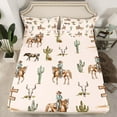 thumbnail image 2 of Castle Fairy Southwestern Cowboy 4pcs Bed Sheets for Kids Teens Adults,Botanical Cactus King Sheets,Western Theme Bull Skull Super Cozy Sheet Set,Ultra Soft Home Decor, 2 of 7