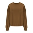 thumbnail image 4 of GigrtiJin Women Fall Winter Sweatshirts Crew Neck Long Sleeve Solid Color Blouse Fashion Loose Comfy Pullover Tops, 4 of 7