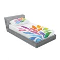 thumbnail image 3 of Ambesonne Floral Fitted Sheet & Pillow Sham Set, Rainbow Colored Flower, Queen, Multicolor, 3 of 3