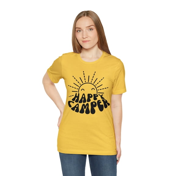 Happy Camper Camping Shirt Outdoorsy Hiking Sunshine Nature T-Shirt Gift