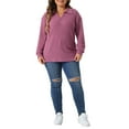 thumbnail image 2 of Agnes Orinda Women's Plus Size Loose Polo V Neck Long Sleeve T Shirts Tops Collared Ribbed Brushed Top Sweater Casual, 2 of 5