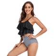 thumbnail image 3 of Un conjunto de trajes de baño femeninos con doble volante y cintura alta., 3 of 4