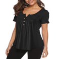 thumbnail image 2 of Tuniques d'Été pour Femmes Grande Taille Manches Courtes Blouses Décontractées Florales Henley, 2 of 5
