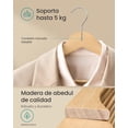 thumbnail image 3 of Perchas de Madera, Juego de 30, Delgada, Muescas en Hombros, para Pantalones, Gancho Giratorio 360°, Ahorra Espacio, Beige Natural, 3 of 7