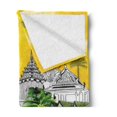 thumbnail image 2 of Travel Soft Flannel Fleece Throw Blanket, Vertical Illustration of a Historic Monument and People Cruising Touristic, Cozy Plush for Indoor and Outdoor Use, 50" x 70", Multicolor, by Ambesonne, 2 of 5