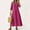 04# Hot Pink, variant on Womens Linen Summer Dress Elegant Flowy V Neck Maxi Dress Business Casual 3/4 Sleeve Dresses Trendy Fall Vacation Beach Sundress White XL