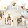 thumbnail image 7 of Infans 6-in-1 Kids Playhouse Wooden Play Tent w/Blackboard, Desk, Chair, 6 Storage Bins, 7 of 7