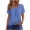 Blue, variant on Staron Summer Casual Blouse for Women Short Sleeve Round Neck Button Down Shirt Solid Color Pullover Top, Army Green S