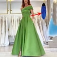thumbnail image 2 of Vestido de satén con un solo hombro, vestido de noche, fiesta de cumpleaños, minifalda verde, abertura alta, mono sexy, 2 of 4