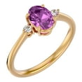 thumbnail image 2 of SuperJeweler 1 1/2 Carat Oval Shape Pink Topaz and Two Diamond Ring In 14 Karat Yellow Gold For Women, 2 of 6
