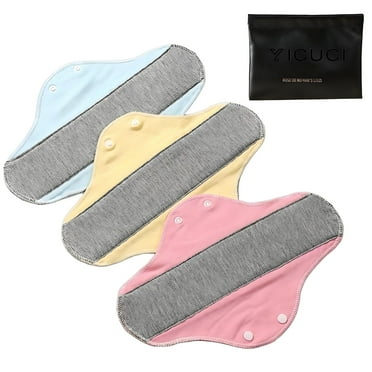 3pcs with 1 Mini Bag- Reusable Menstrual Pads: Washable, Leakproof Women's Incontinence Pads- Fashionable Graphene Aseptic Underwear Liners with Advanced Protection