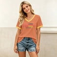 thumbnail image 5 of Women's Football Graphic T-Shirt, Women's Fashion V-Neck Short Sleeve T-Shirt with Letter Print for Casual Wear for Soccer Tournament 2026 Orange Size: 2XL, 5 of 5