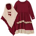 thumbnail image 3 of Abaya para niña, Hijab para niña, bufanda, vestido musulmán de dos piezas, ropa de oración de Ramadán, caftán árabe islámico, bata Khimar, 3 of 5